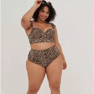 New! Set! Torrid sz 3 Cheetah Leopard Bathing Swim Suit‎ Top Bottom 3X